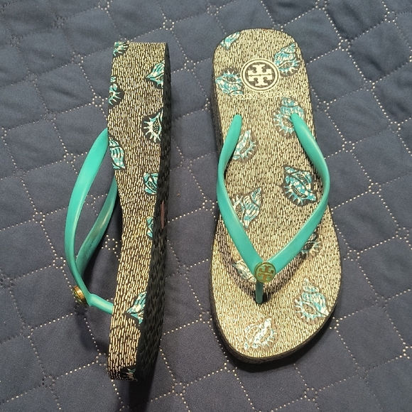 Tory Burch Shoes - Tory Burch Teal Flip Flops